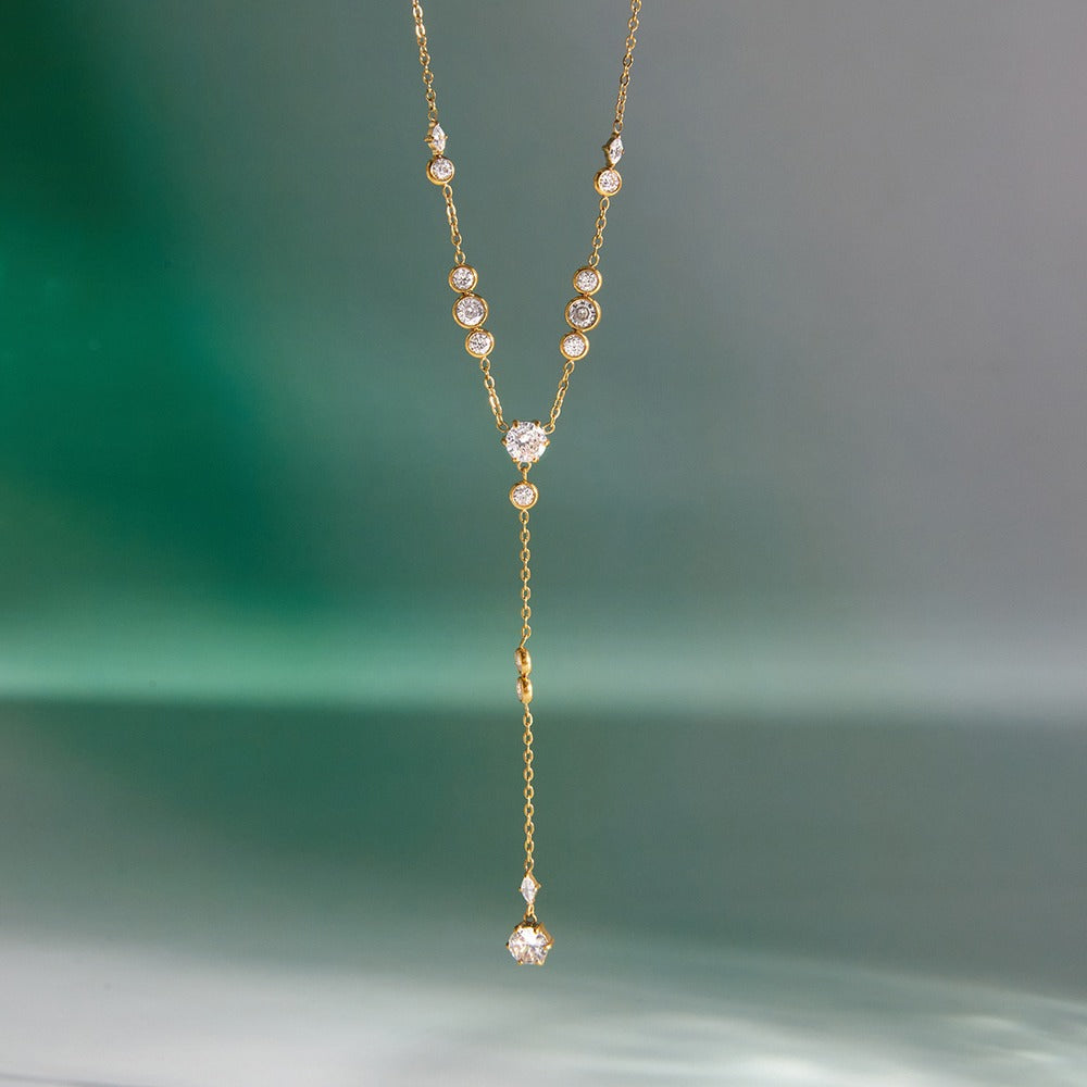 Crystal Drop Y Necklace Collection