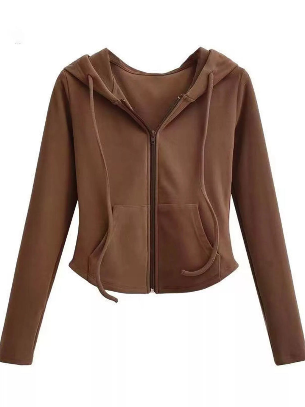 Drawstring Zip-Up Slim Fit Hoodie