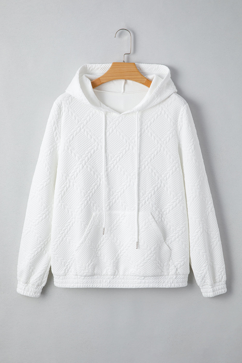 Cable Lattice Textured Kangaroo Pocket Hoodie