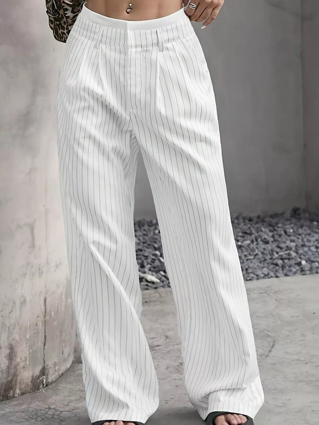 Striped Wide-Leg Pants