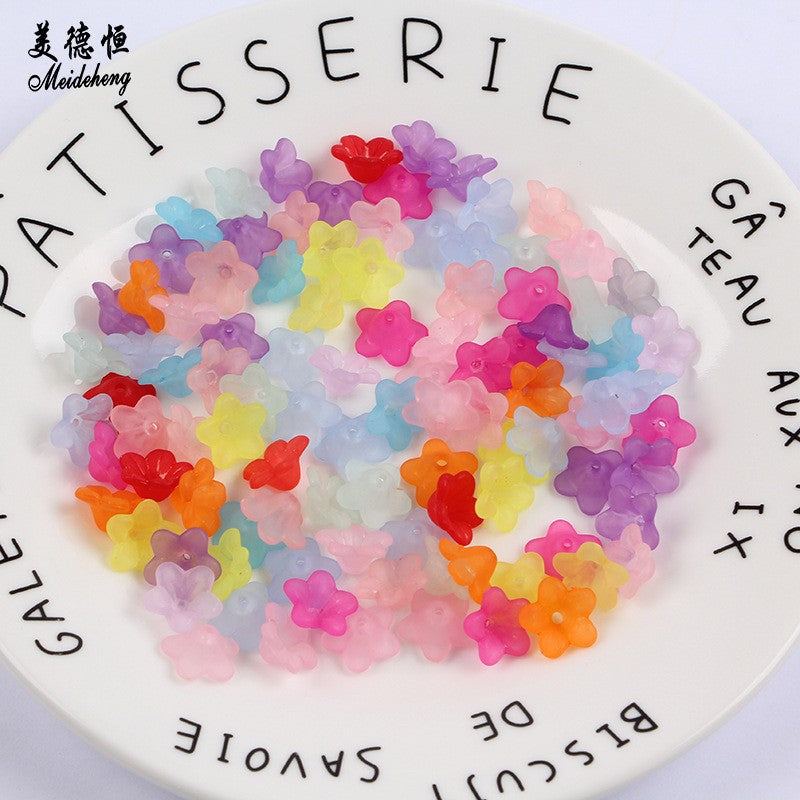 Matte Acrylic 5-Petal Blossom Beads, Translucent Center-Drilled Spacers For DIY Vintage Hair Sticks, Dangle Earrings & Pendant Crafts.