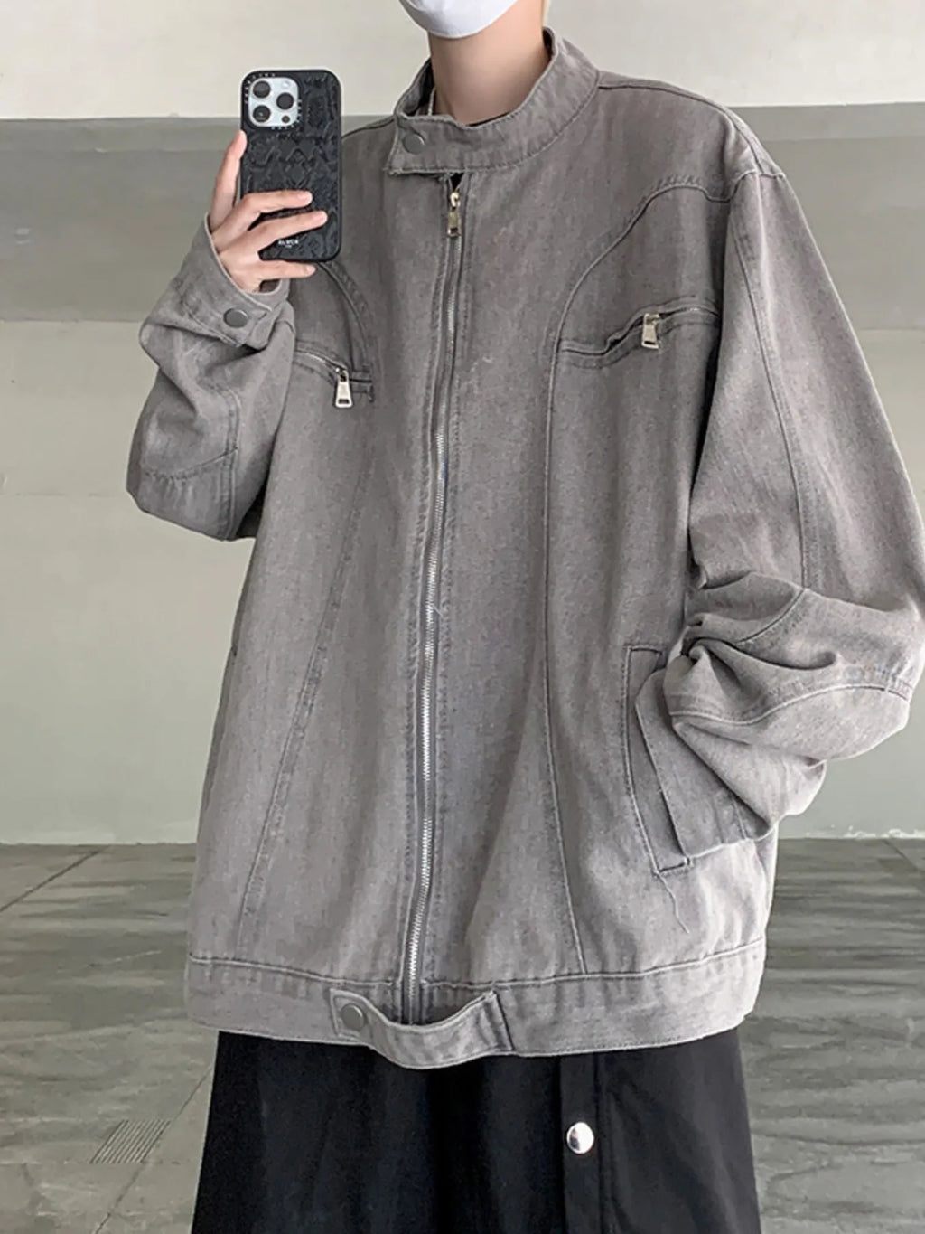 Men's Plus Size Zip Up Oversized Denim Jacket