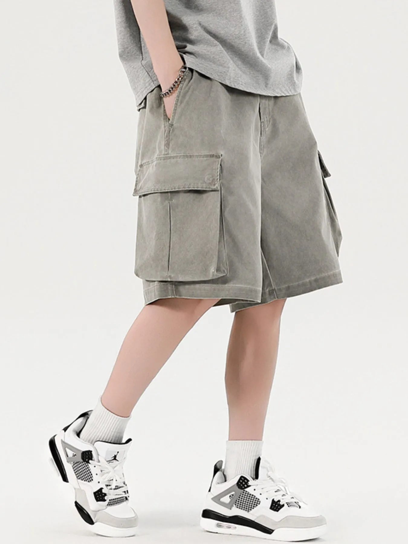 Men's Elastic Waistband Cargo Shorts