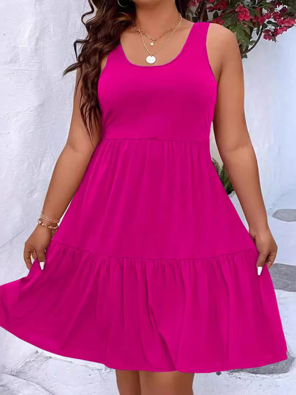 Tiered Scoop Neck Tank Dress