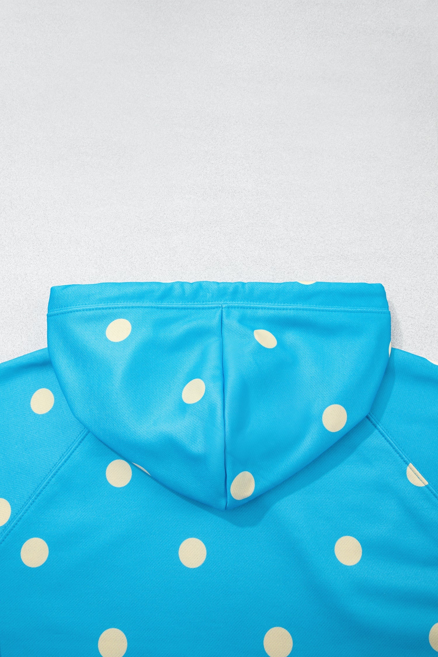 Blue Polka Dot Hooded Drawstring Long Sleeve Plus Size Set