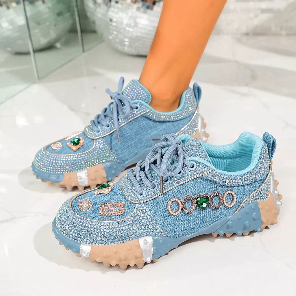 Rhinestone Round Toe Sneakers