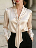 Front Tie Detail Satin Blouse