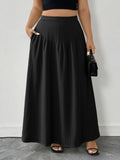 Ruched Maxi Skirt with Pockets