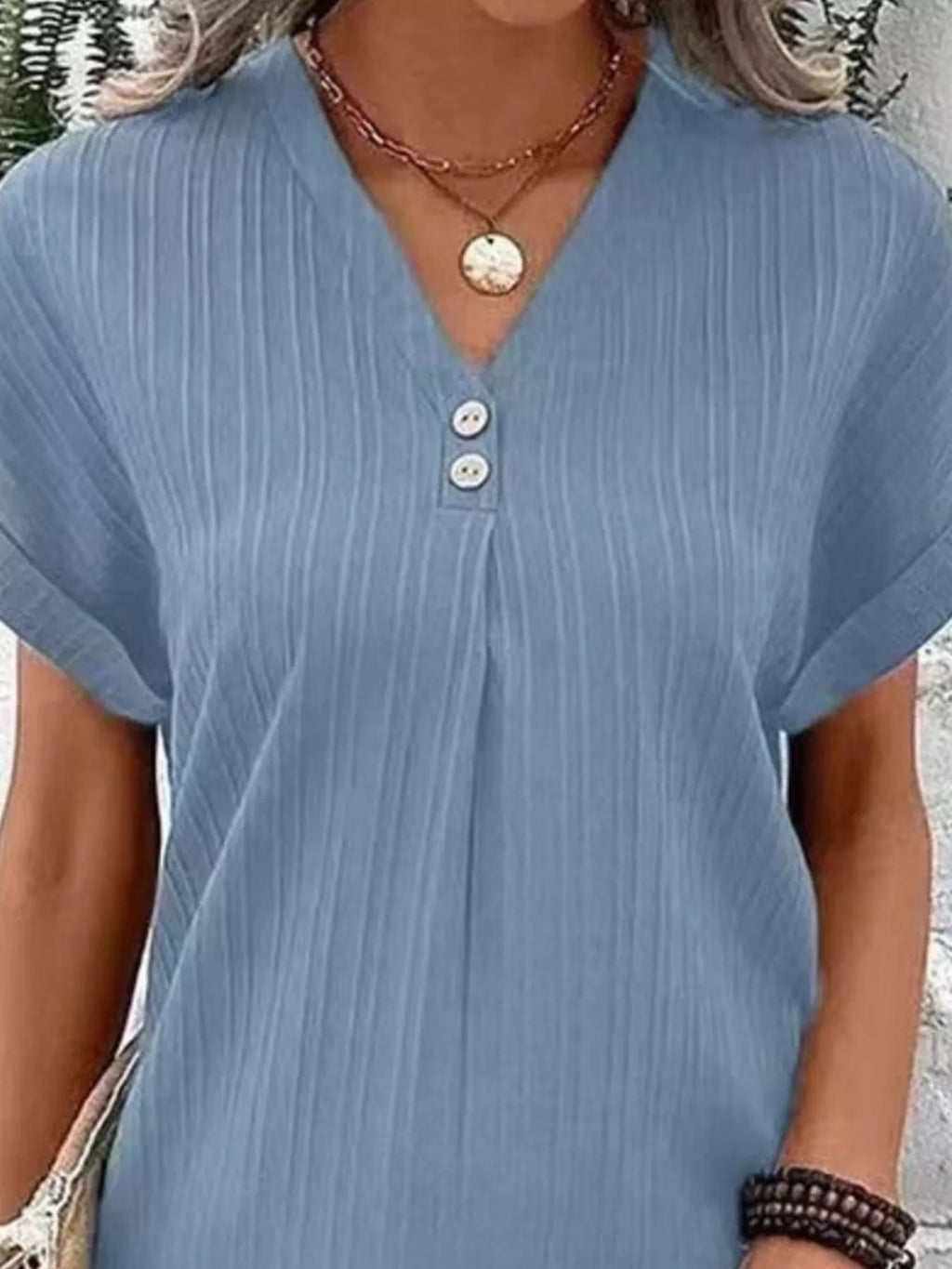 Full Size Casual V-Neck Short Sleeve Dress Plus Size