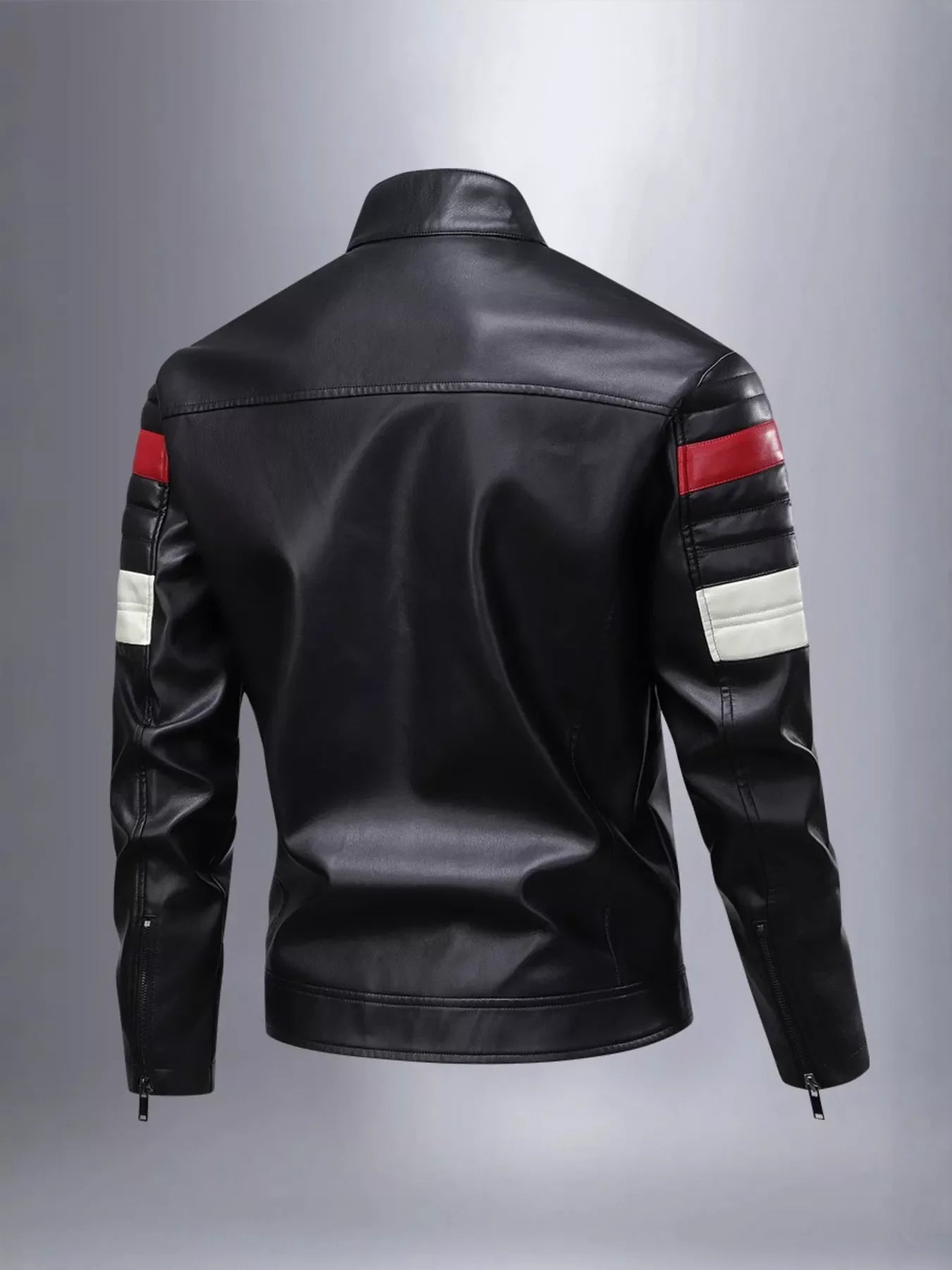 Men's Full Size Color Block Motorcycle Leather Jacket Plus Size