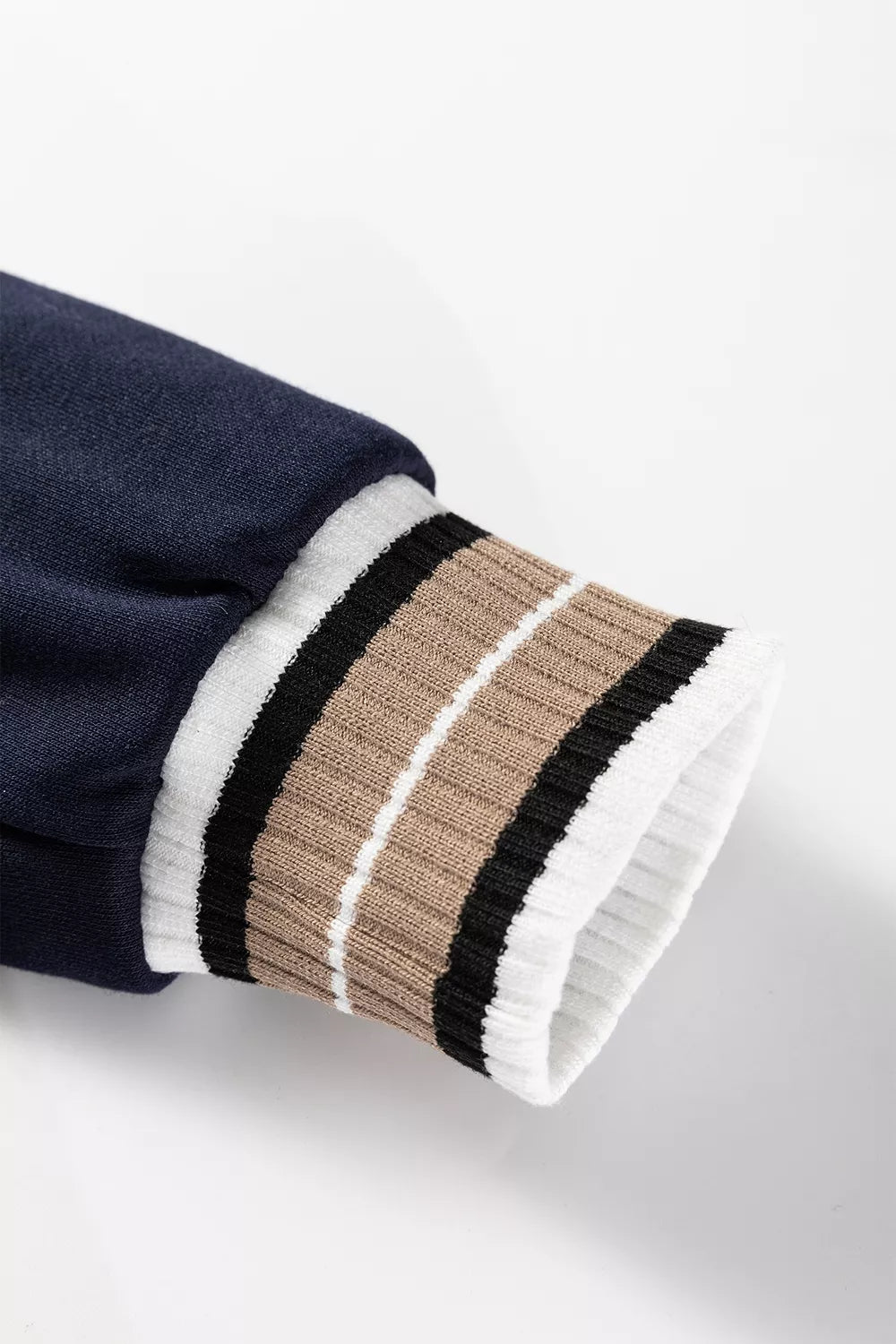Contrast Striped Trim V Neck Sweatshirt
