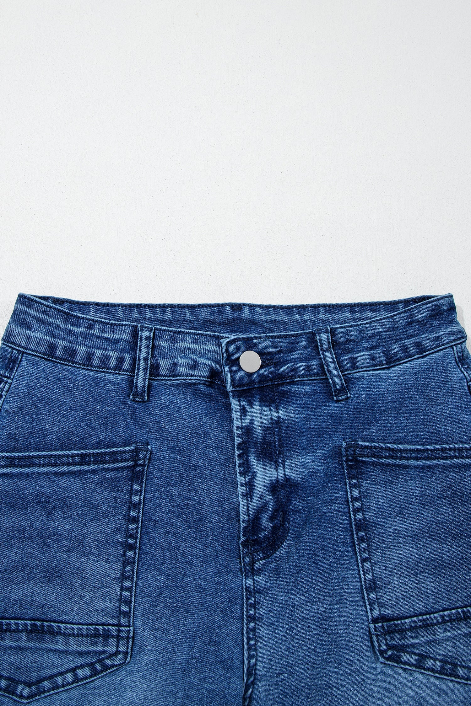 Sail Blue Frayed Cropped Straight Jeans