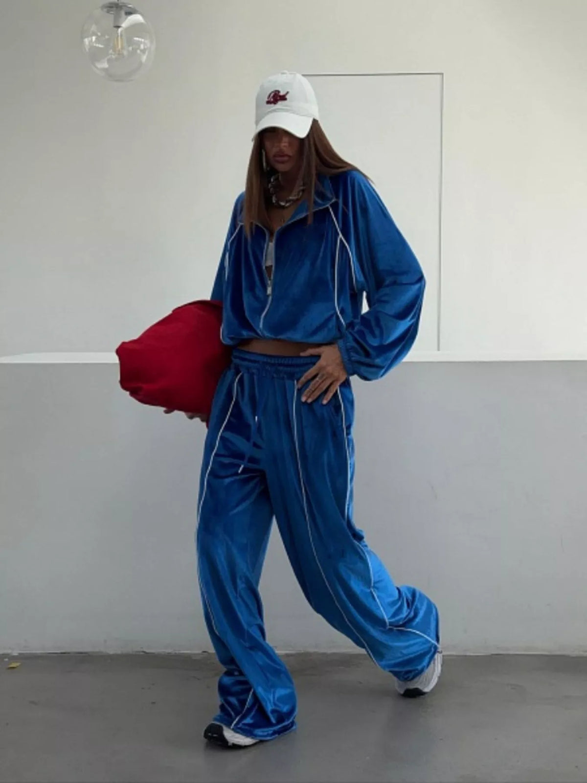 Zip Up Long Sleeve Top and Pants Set