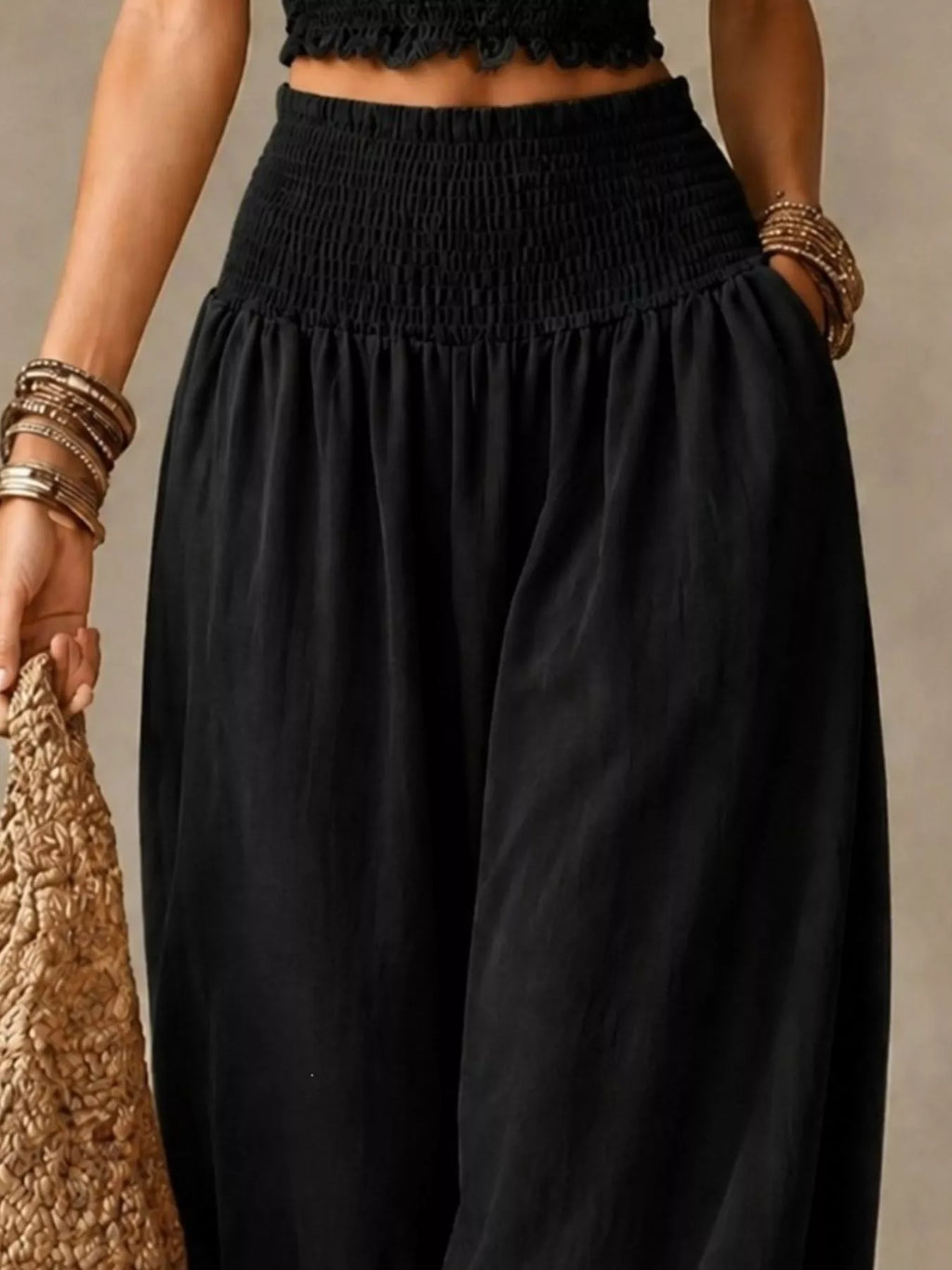 Full Size Smocked Harem Pants Plus Size