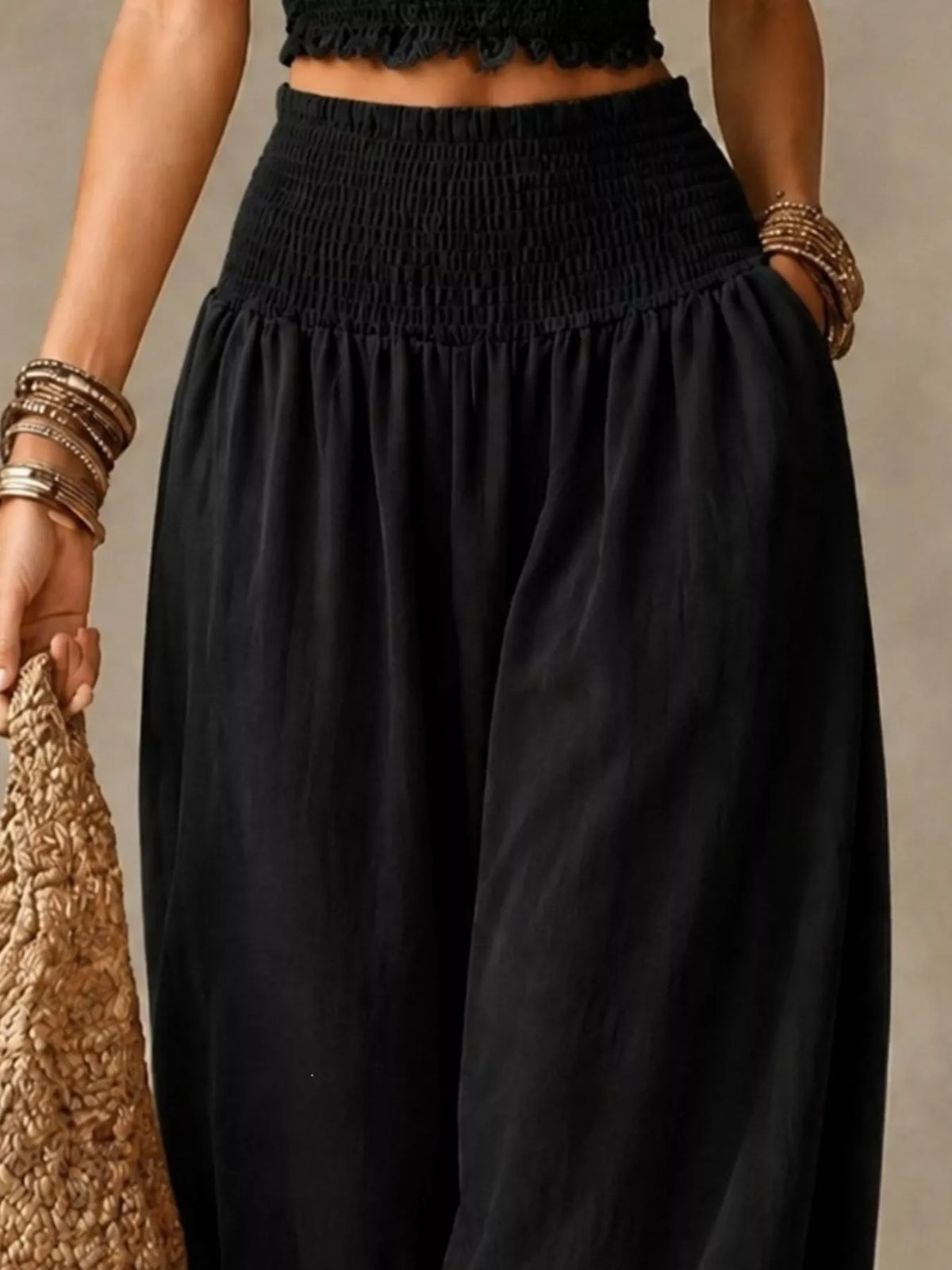 Full Size Smocked Harem Pants Plus Size