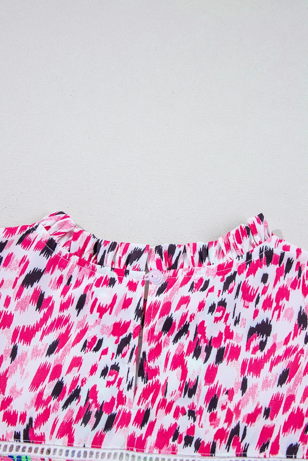 Floral Patchwork Ruffle Cap Sleeve Blouse