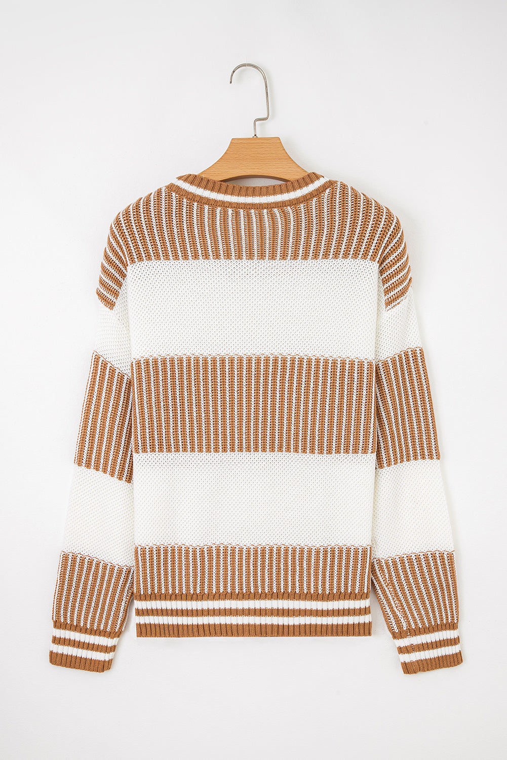 Stripe Patchwork Drop Shoulder Sweater