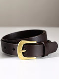 Leather Belt with Golden Buckle
