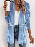 Full Size Velvet Open-Front Cardigan Plus Size