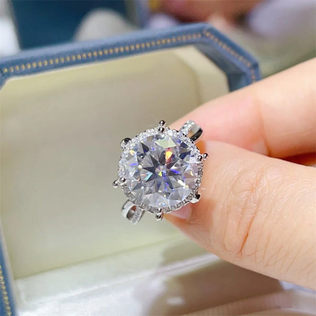 5 Carat Round Cut Moissanite Halo Engagement Ring