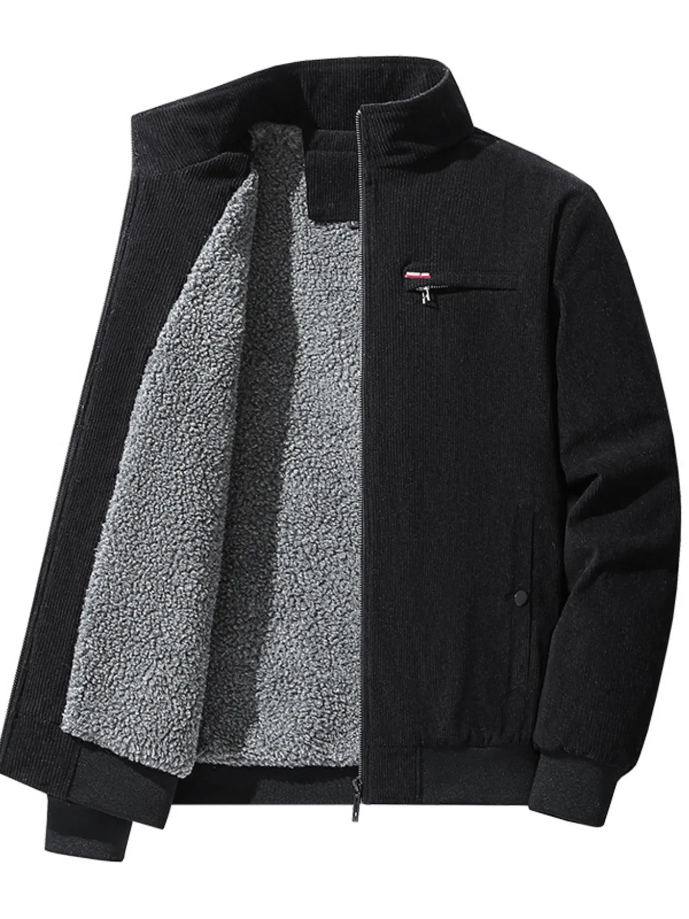Men's Plus Size Full-Zip Bomber Corduroy Jacket with Sherpa Lining