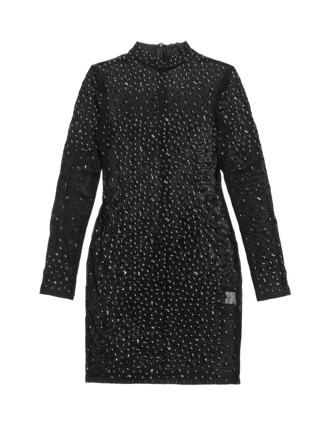 Rhinestone Embellished Long Sleeve Bodycon Mini Dress