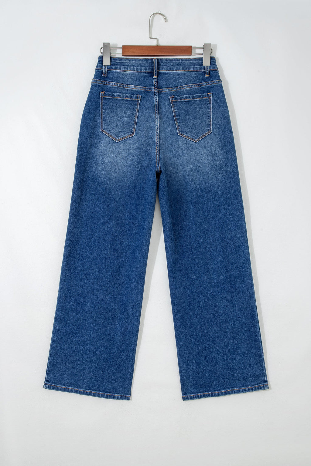 Solid Denim Seam Detail High Waist Jeans
