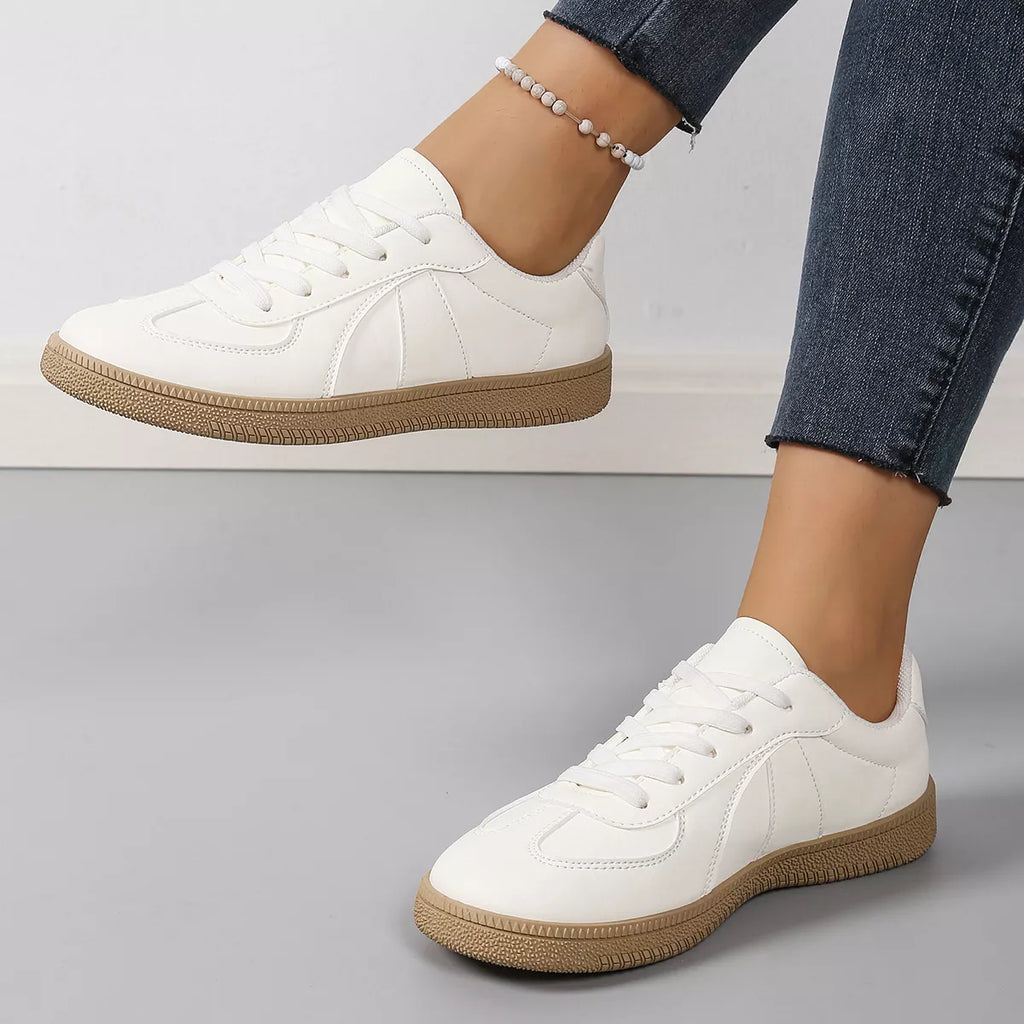 Round Toe Lace-Up Flats Sneakers