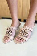 Floral PU Leather Stiletto Heel Sandals