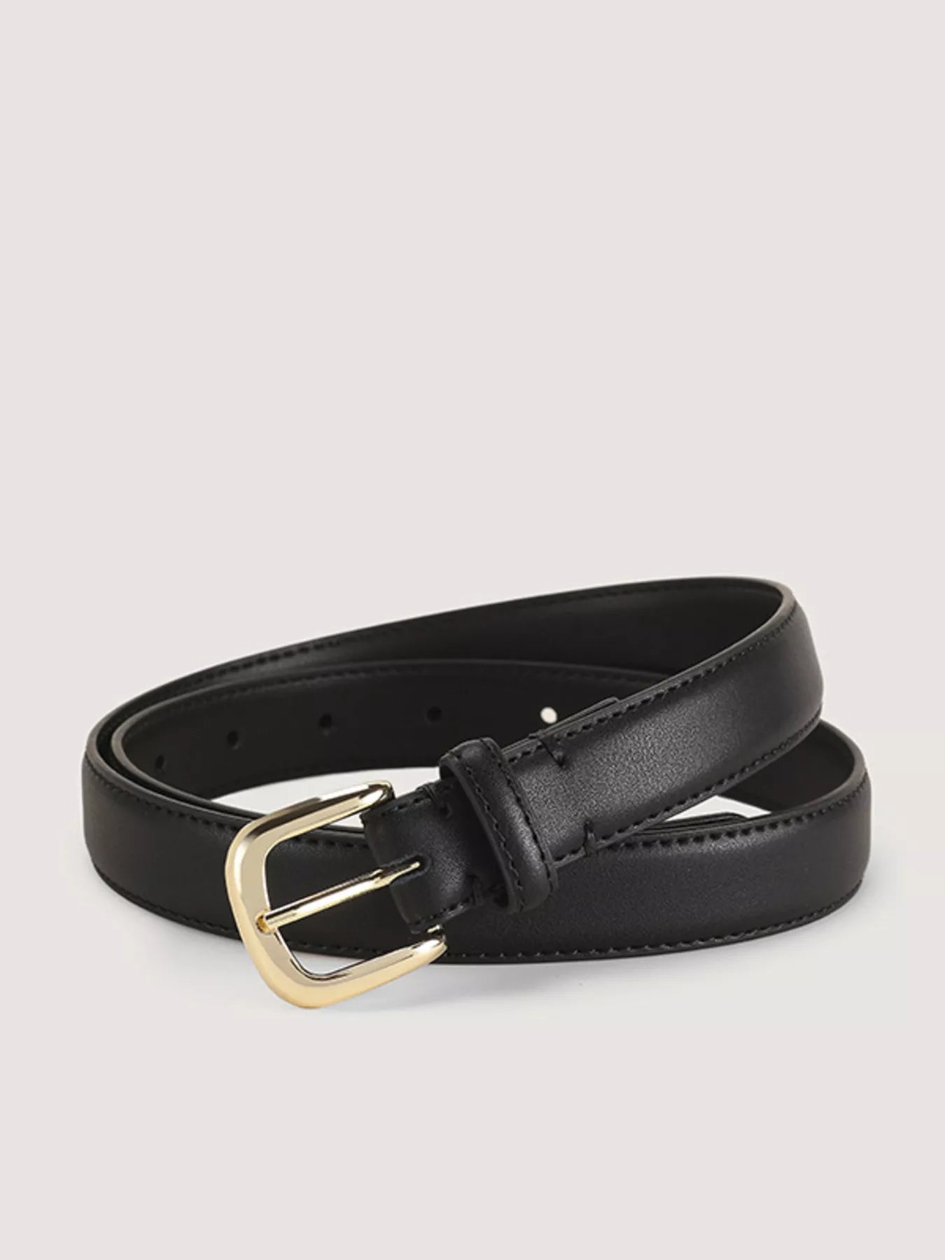 Cowhide Leather Belt with Golden Buckle