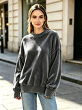 Full Size Oversized Dropped Shoulder Sweatshirt Plus Size