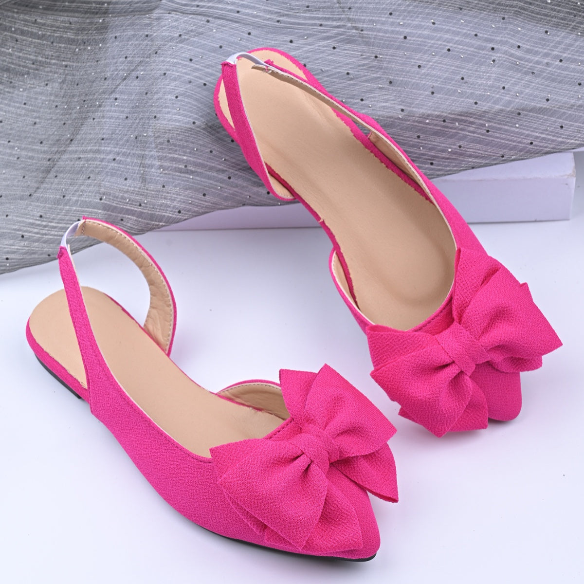Bow Point Toe Slingback Sandals