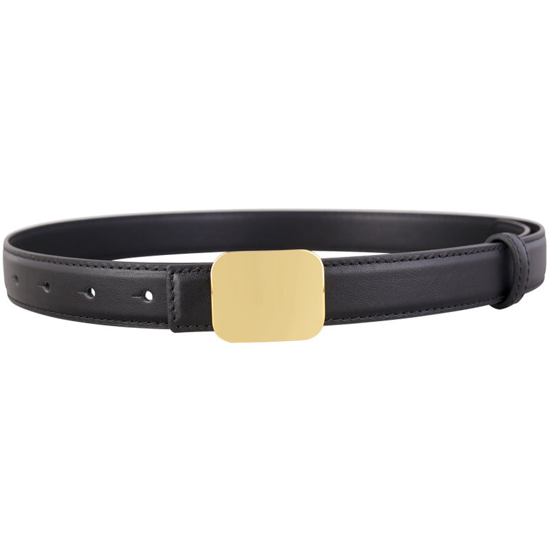 Leather Belt with Gold Buckle