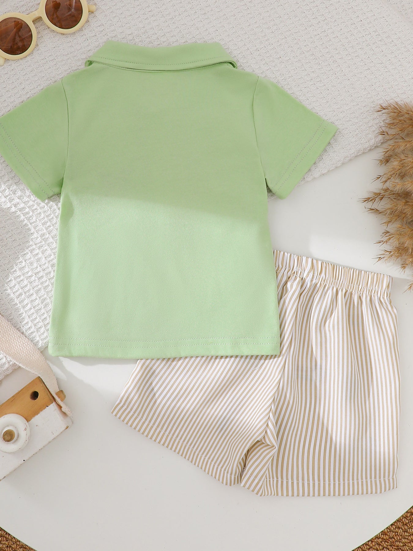 Children's Embroidered Polo Shirt & Striped Shorts Set