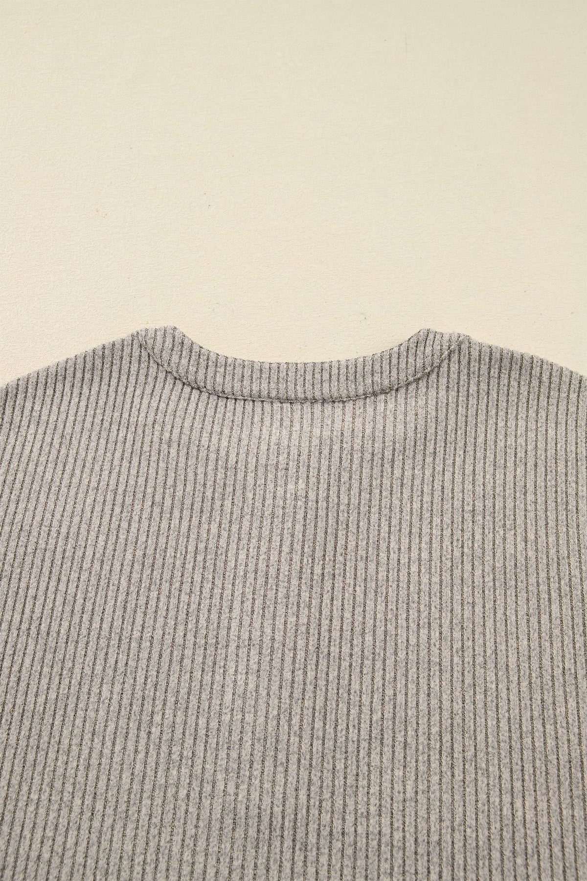 Plus Size Ribbed Knit Kangaroo Pocket Henley Top