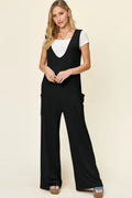 Sleeveless Wide Leg Jumpsuit with Patch Pockets