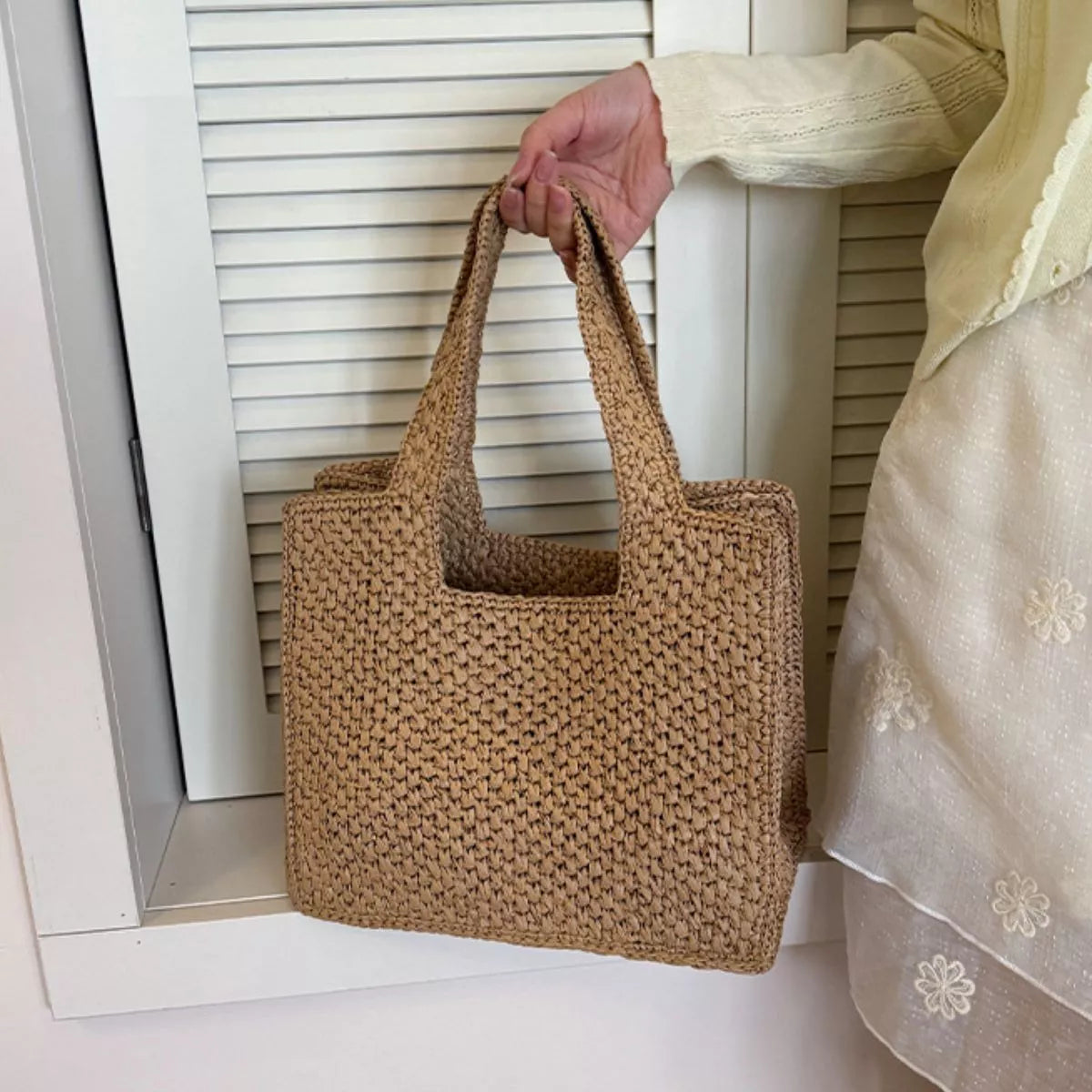Woven Straw Handbag