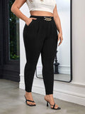 Elegant Chain Decor High Waist Skinny Pants