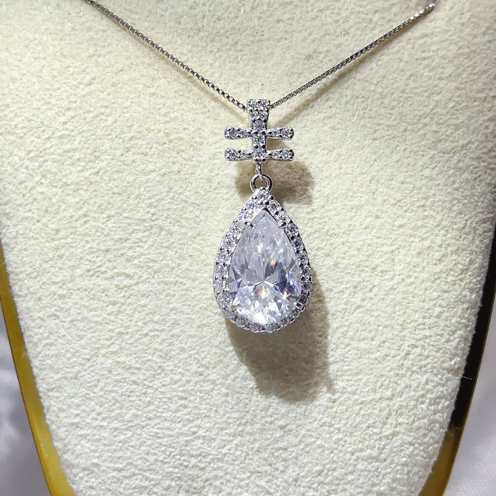 3 Carat 925 Sterling Silver Moissanite Pendant Necklace