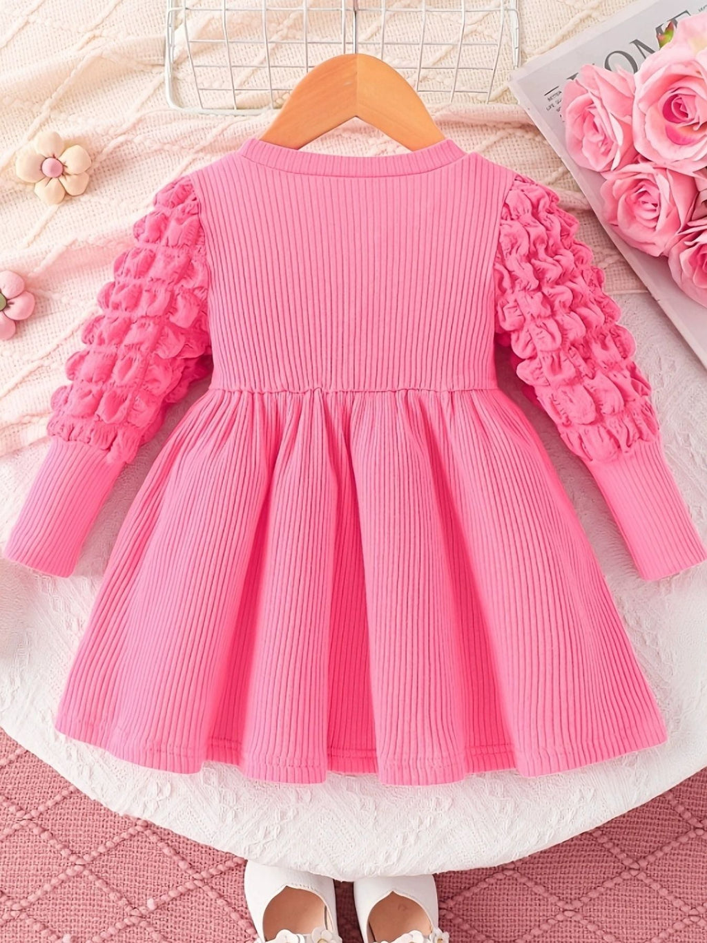 Children's Honey Bubble Texture Sleeve Dress