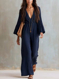 Textured Flare Sleeve Jumpsuit