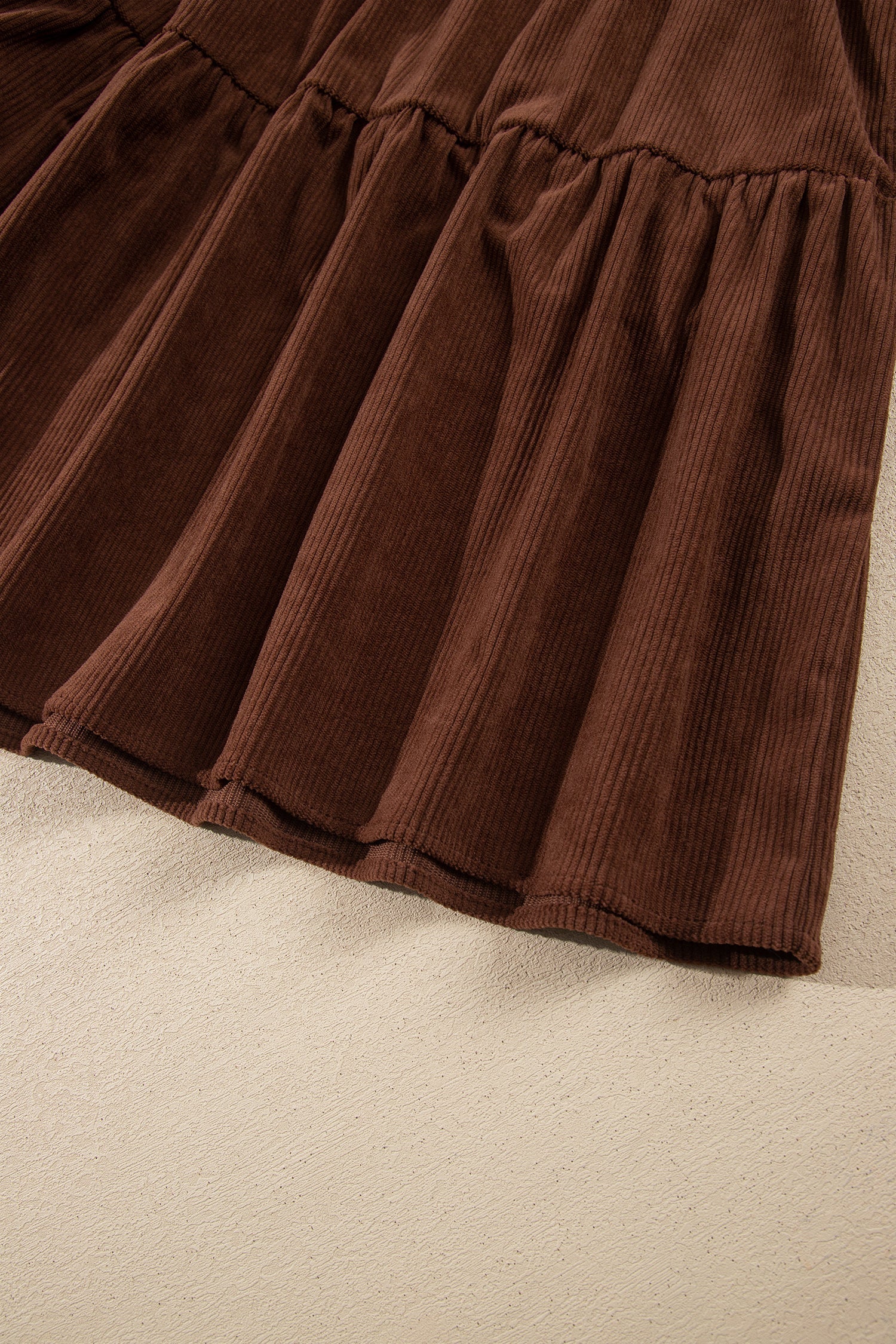 Plus Size Solid Corduroy Long Sleeve Mini Dress