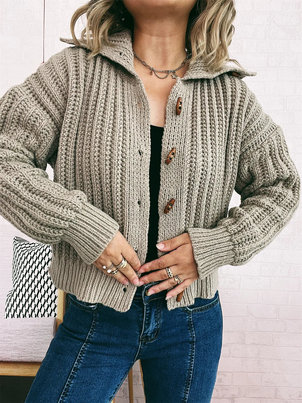Button Up Long Sleeve Cardigan