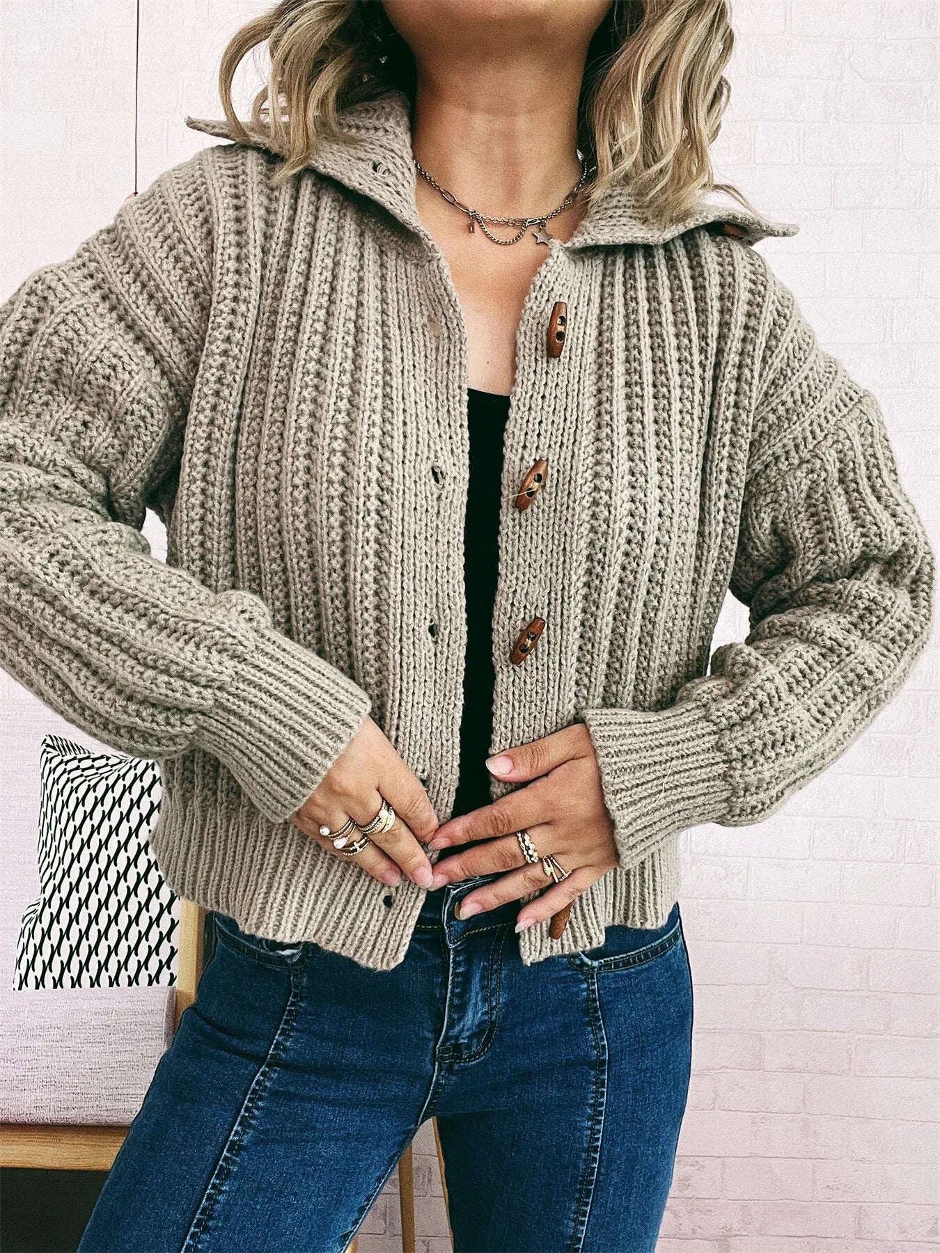 Button Up Long Sleeve Cardigan