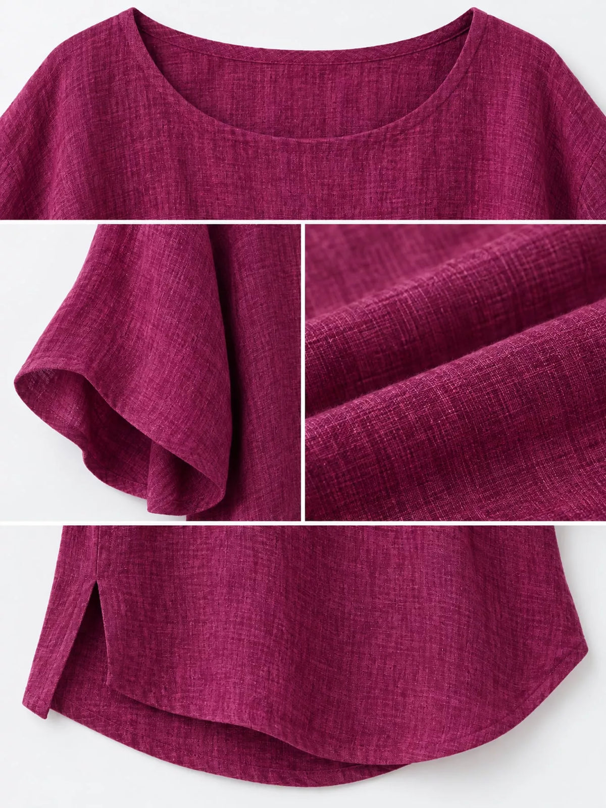 Full Size Loose Fit Linen Blend Blouse Plus Size
