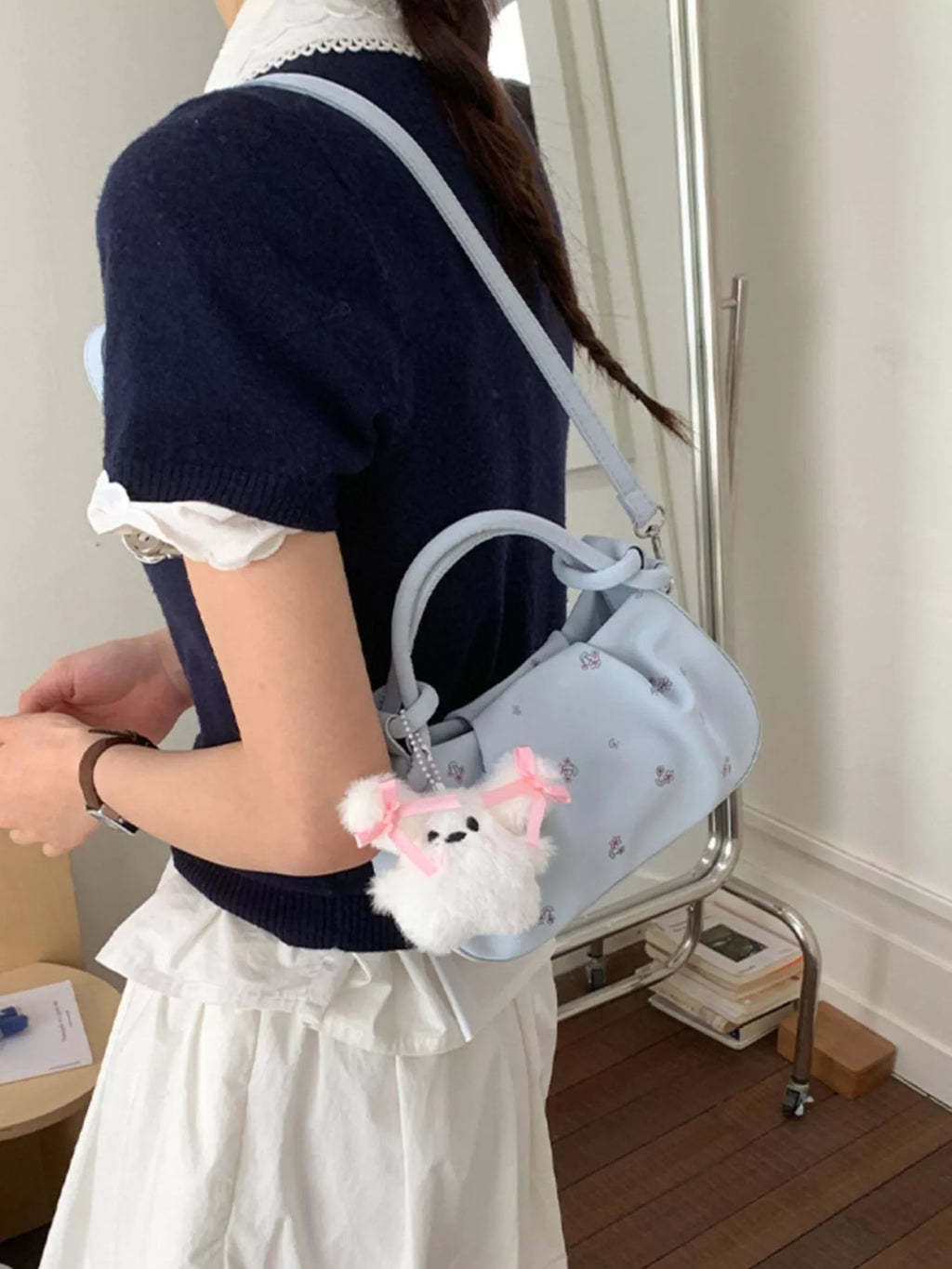 Floral Ruched Crossbody Bag
