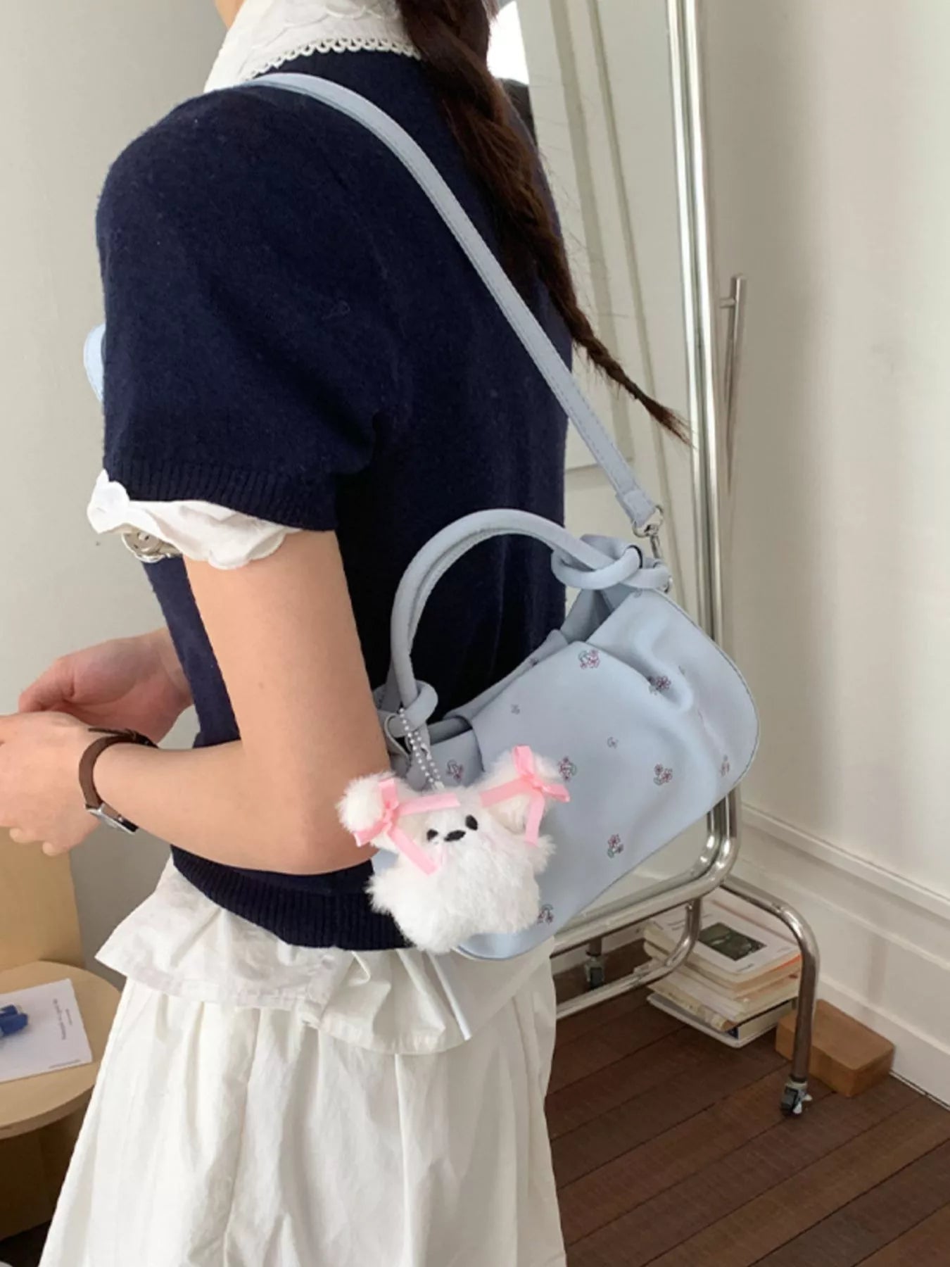 Floral Ruched Crossbody Bag
