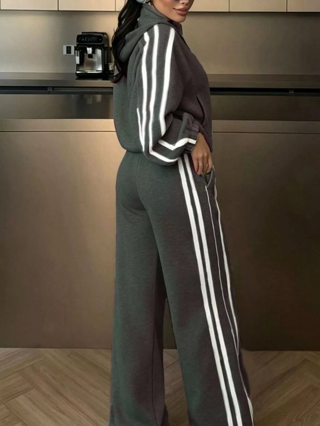 Side Stripes Zip Up Top and Pants Set