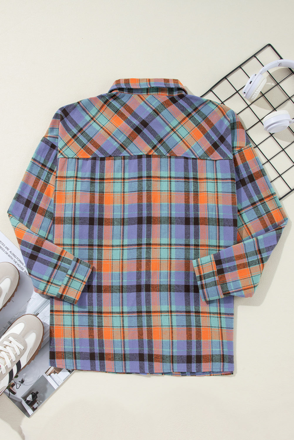 Plaid Button-Up Long Sleeve Shirt