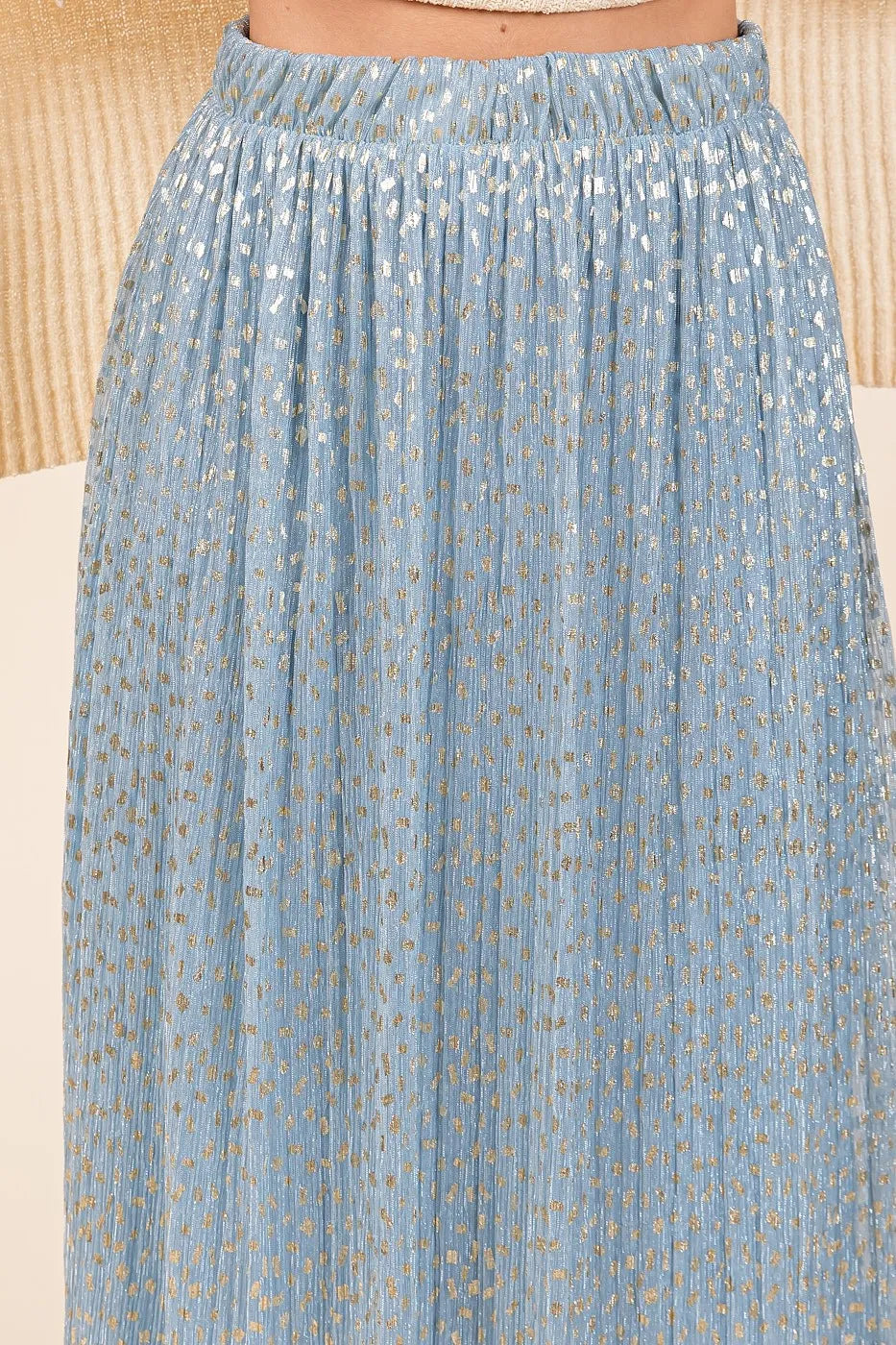 Mittoshop Metallic Glitter Speckle Print Elastic Midi Skirt
